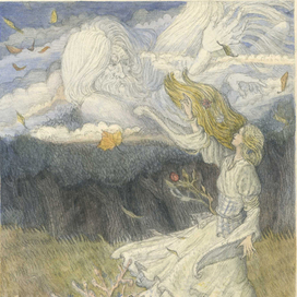 Чехонина Надежда. Иллюстрация. "Ундина" Ф.де ла мотт Фуке.  "О том, как они жили на косе"