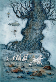 Сказка братьев Гримм "Крысолов" тушь,перо,акварель 2011