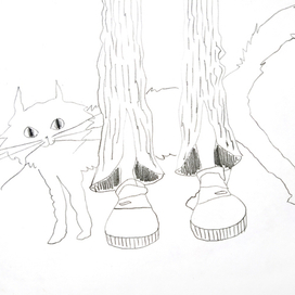 Кот Обормот гонится за мышью