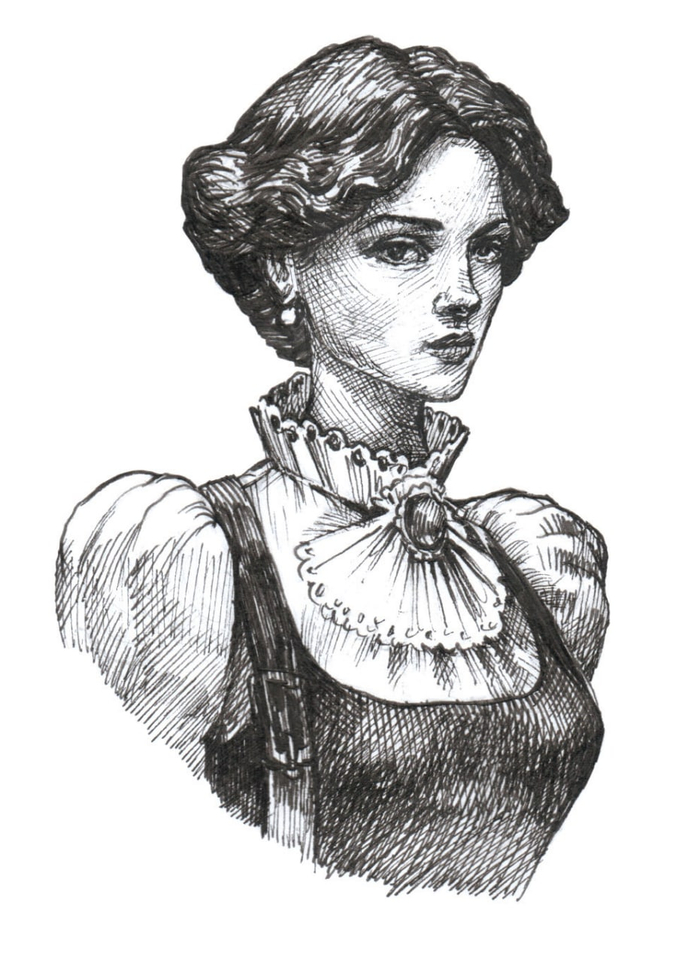 Женский портрет- вымышленная  помощница ученного. Иллюстрация  для буклета