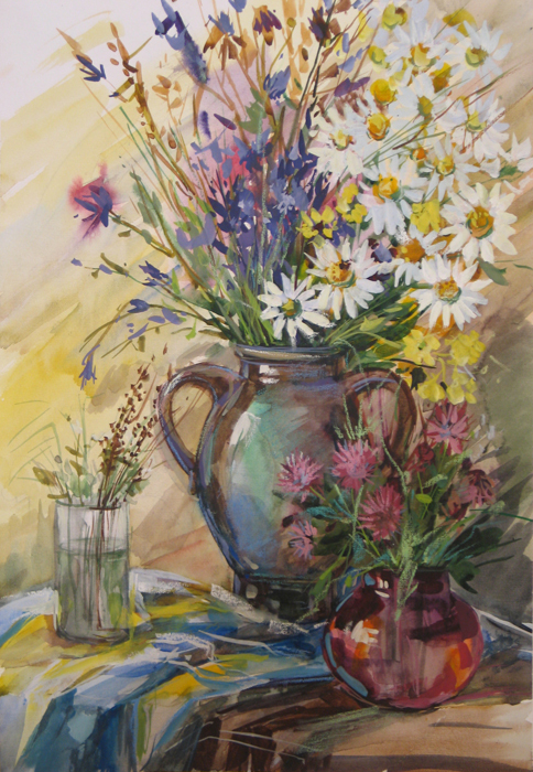 Натюрморт с ромашками и...