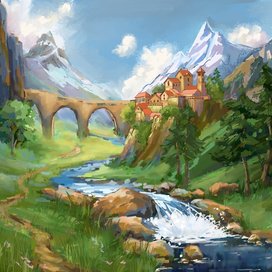 Пейзаж в стиле светлого фэнтази