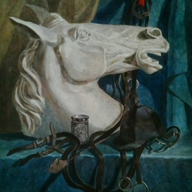 Натюрморт с гибсовой головой коня