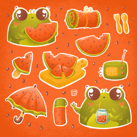 Стикеры Арбузный Квак