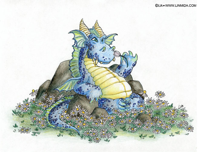Дракон голубой цветочный