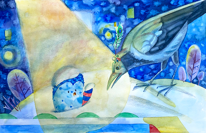 Иллюстрация к сказке "История синей варежки"