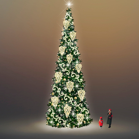 Новогоднее оформление уличной ели