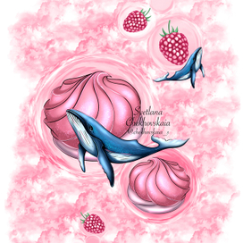 Киты для упаковки зефира с малиной