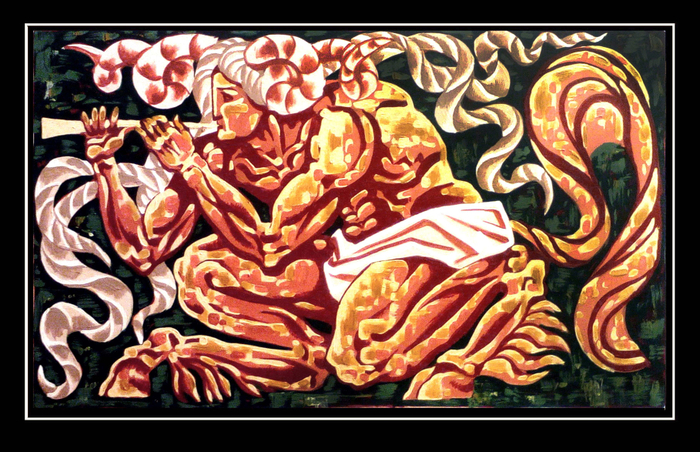 "Сатир" бумага, акрил, 68х39 см, 2016г.  Серия "Мифы и легенды древней Греции".