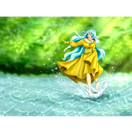 Иллюстрация- девушка в воде