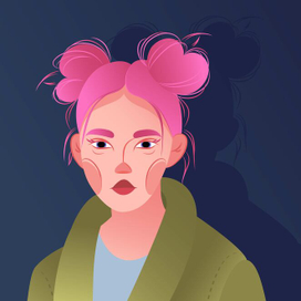 Персонаж девочка подросток с розовыми волосами 