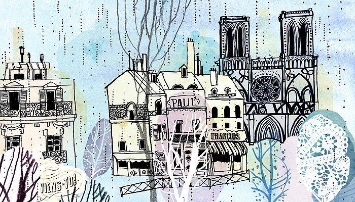 Париж. Дождь. Иллюстрации для анимации к спектаклю "Продавец игрушек"