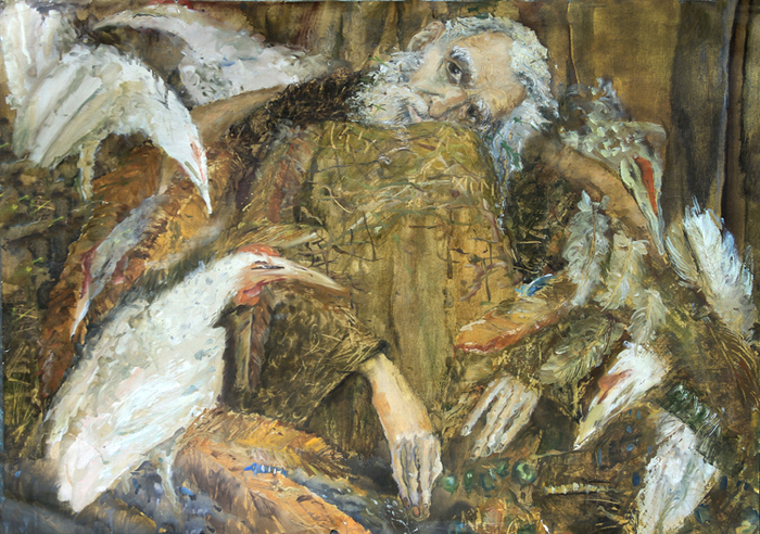 Очень старый человек с огромными крыльями