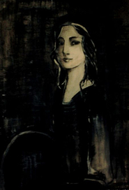 Портрет на фоне спинки стула