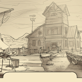 Скетч локации с пирсом