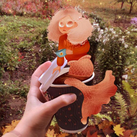 Иллюстрация дополненная реальность "Кофейная русалка"