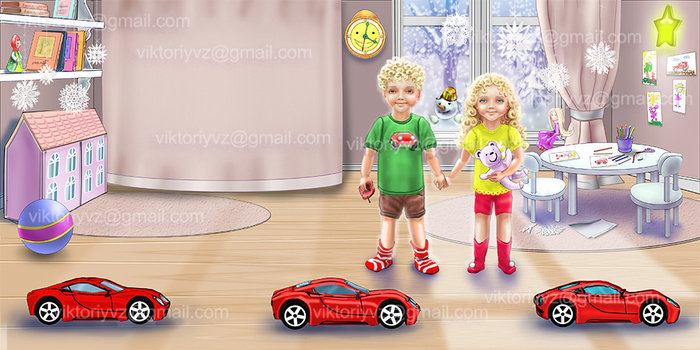 Паша и Лиза в детской