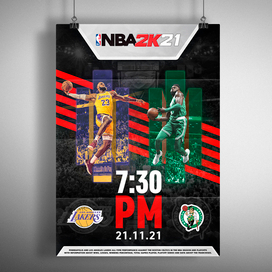 Poster NBA 2K21 Lakers vs Celtics