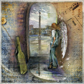 Город ангелов-2. (эскиз дизайнерского платка).