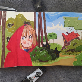 Иллюстрация из скетчбука по Красной шапочке