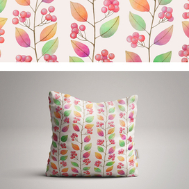 орнамент осенние ягоды и листья