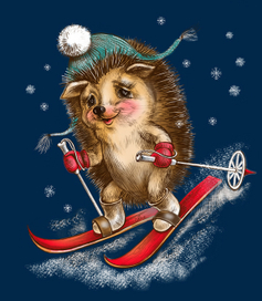 Ёжик - лыжник