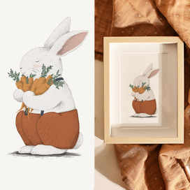 Иллюстрация Зайца для серии детских постеров