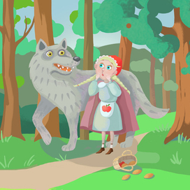 Иллюстрация к сказке Шарля Перро "Красная шапочка"