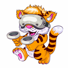 Cartoon tiger and virtual glasses.