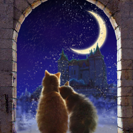 Кошки и луна