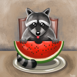 Енотик с арбузом