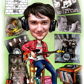 Шарж-портрет гитарист