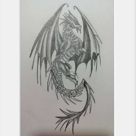 Дракон, эскиз для тату/стикера