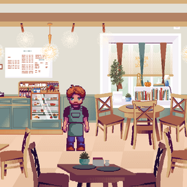 Персонаж и локация кофейни