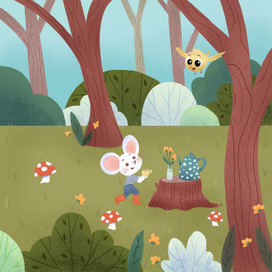 Детская иллюстрация к книге «Чаепитие в лесу» 
