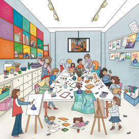 Иллюстрация из книги "Миша и Маруся в Музее русского импрессионизма"