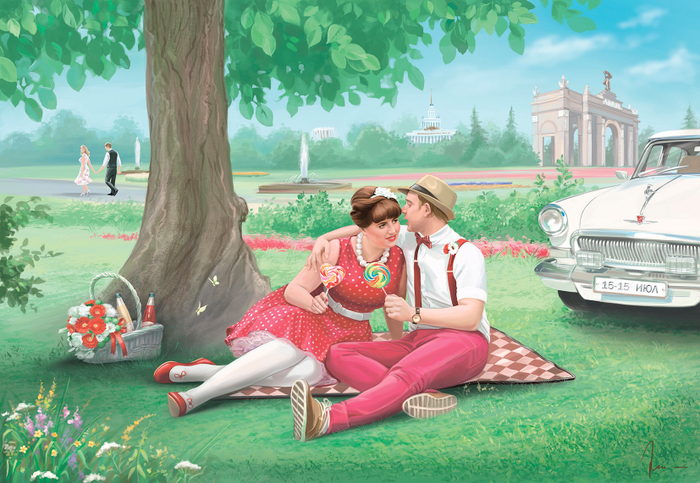 Семейный портрет на природе.