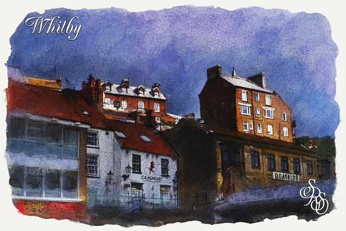 Pier Road. Whitby. Postcard. Yorkshire series. Открытка Витби. Пир роуд. Йоркширская серия