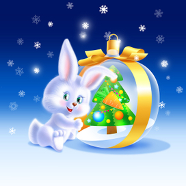 Зайка и новогодний шар