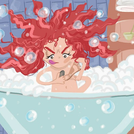 Усердная девушка драит свои пятки