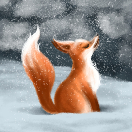 Лисица и снегопад