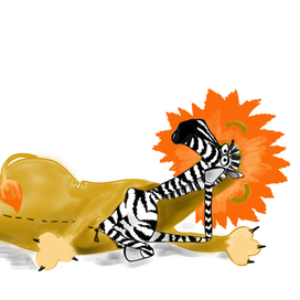 Зебра в костюме льва