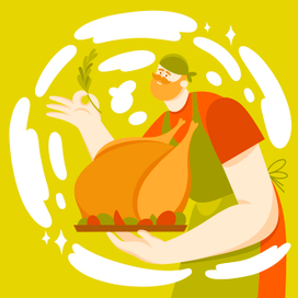 Vector flat illustration. Man cooking.