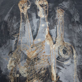 Большой натюрморт с большими пустыми бутылками