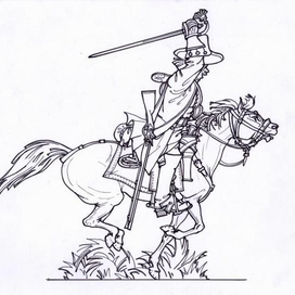 Бумажные солдатики. Драгун с палашом в положении "Руби"