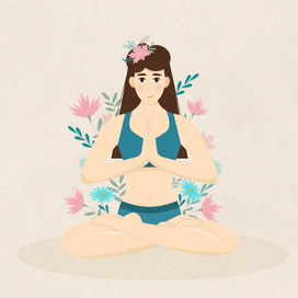 Девушка в позе лотоса