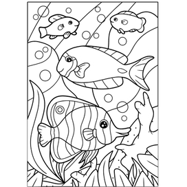 Детская раскраска с рыбками