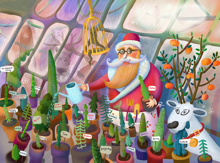 Поливаем елки))))