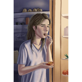 Лайфстайл-иллюстрация "Ночной дожор"