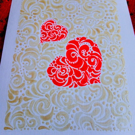 Открытка. Два сердца.